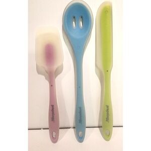 Prepology 3 piece set silicone covered cooking utensils  spatula  slotted spoon
